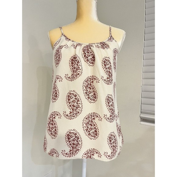 Loft Tops - Loft Petites Linen Blend Cami Size SP Spaghetti Tank Top Paisley Floral